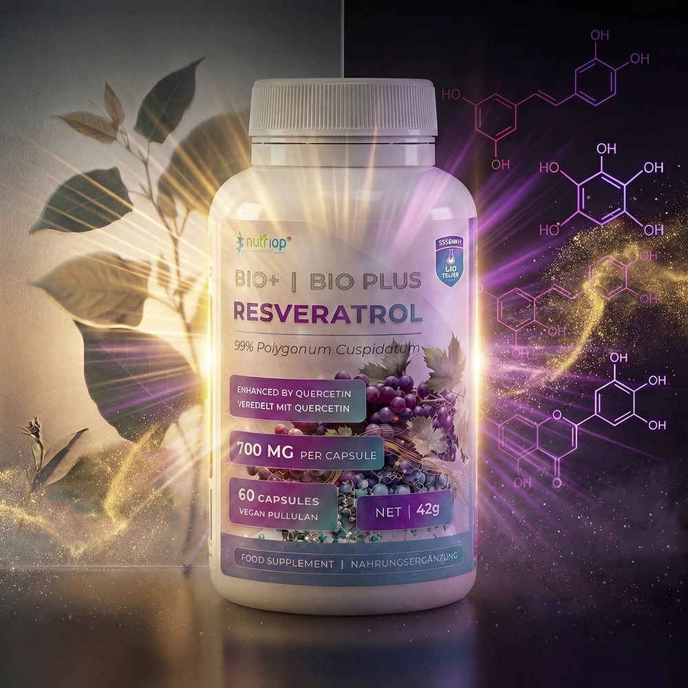 Nutriop® Resveratrol + Quercetin 700mg - Foundational SIRT1 Longevity Stack (60 Capsules)