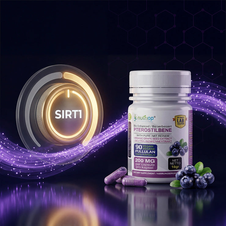 Nutriop Longevity® Pterostilbene Extreme with 100% Pure Organic Grape Seed Extract - 100mg Capsules (x90)