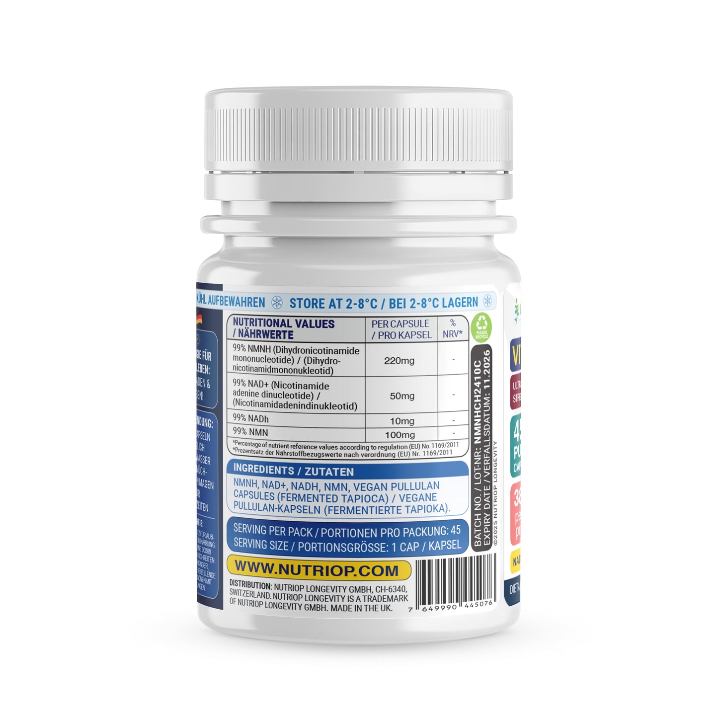 Nutriop® Vitality-X™ - Advanced NMNH & NAD+ Cellular Matrix (45 Capsules)
