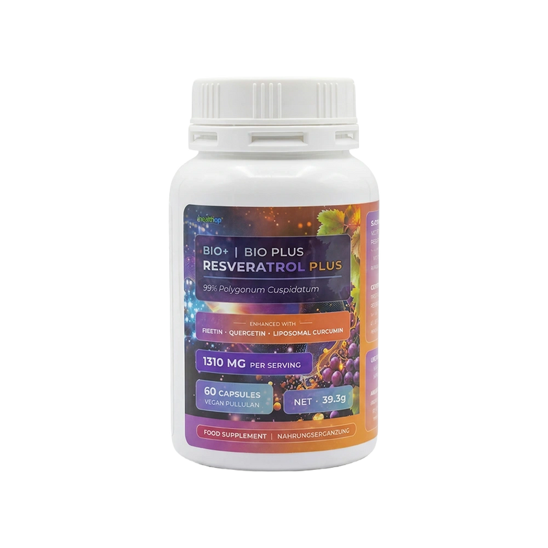Bio-Enhanced Nutriop Longevity® Resveratrol PLUS with Pure Quercetin, Fisetin, Curcumin and Piperine - 1310mg per serving (x30)