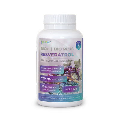 Bio-Enhanced Nutriop Longevity® Resveratrol with Pure Quercetin - 700mg Capsules (x60)