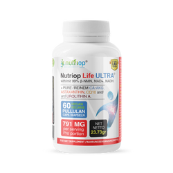 Bio-Enhanced Nutriop Longevity® Life ULTRA with CQ10, ASTAXANTHIN, CA-AKG and UROLITHIN A - 791mg per serving (x30)