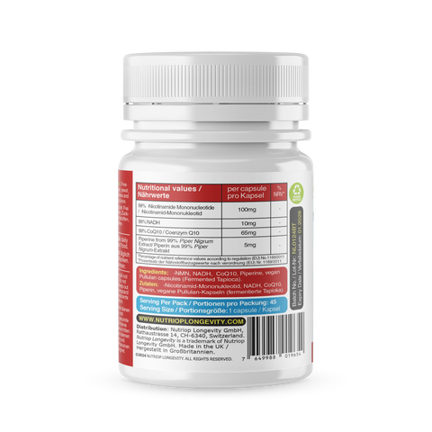 Image of Bio-Enhanced Nutriop Longevity® Life mit NADH, NMN und CQ10 – Extra Strong – 45 Kapseln
