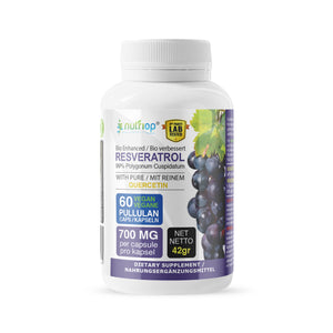 Bio-Enhanced Nutriop Longevity® Resveratrol med rent Quercetin - 700 mg kapsler (x60)