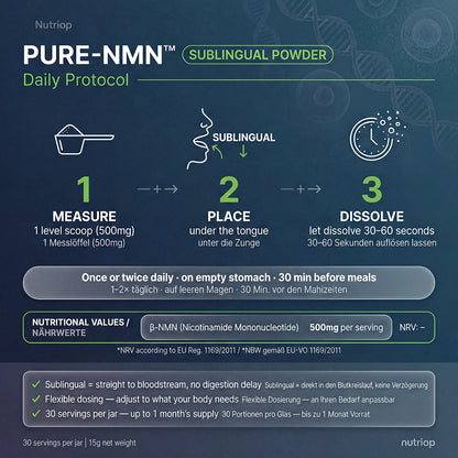 Nutriop® Pure NMN Sublingual Powder - Direct NAD+ Precursor (15g)