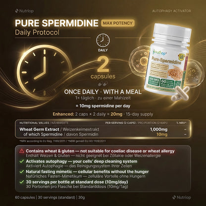 Nutriop® Pure Spermidine 10mg — Advanced Autophagy Activator (60 Capsules)