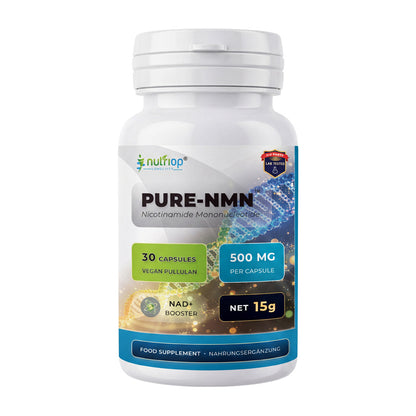Nutriop Longevity® Pure-NMN Nicotinamide Mononucleotide Extreme Potency 500mg Capsules (x30) - 15 Grams