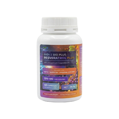 Bio-Enhanced Nutriop Longevity® Resveratrol PLUS with Pure Quercetin, Fisetin, Curcumin and Piperine - 1310mg per serving (x30)