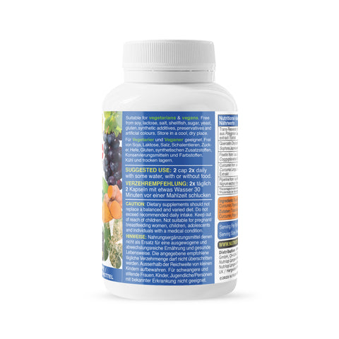 Image of Bio-Enhanced Nutriop Longevity® Resveratrol PLUS com Quercetina Pura, Fisetina, Curcumina e Piperina - 1310mg por porção (x30)