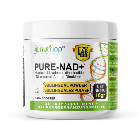 Nutriop Longevity® PURE-NAD+, Nicotinamide Adenine Dinucleotide - Extreme Potency sublingual powder -16 grams