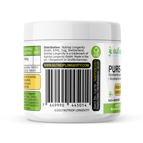 PURE-NAD+, Nicotinamide Adenine Dinucleotide - Extreme Potency sublingual powder -16 grams