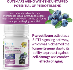 Nutriop Longevity® Pterostilbene Extreme 100% tiszta bio szőlőmag kivonattal - 100 mg kapszula (x90)